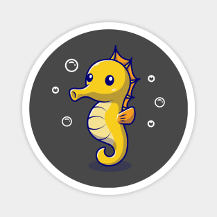 Cute Seahorse Cartoon Vector Icon Illustration Magnet